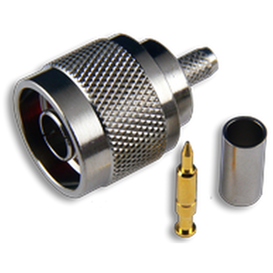 N Male Crimp RG-8X, Nickel