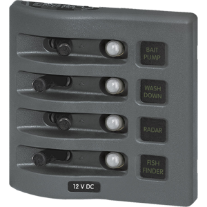 WeatherDeck® 12V DC Waterproof Circuit Breaker Panel - Gray 4 Positions