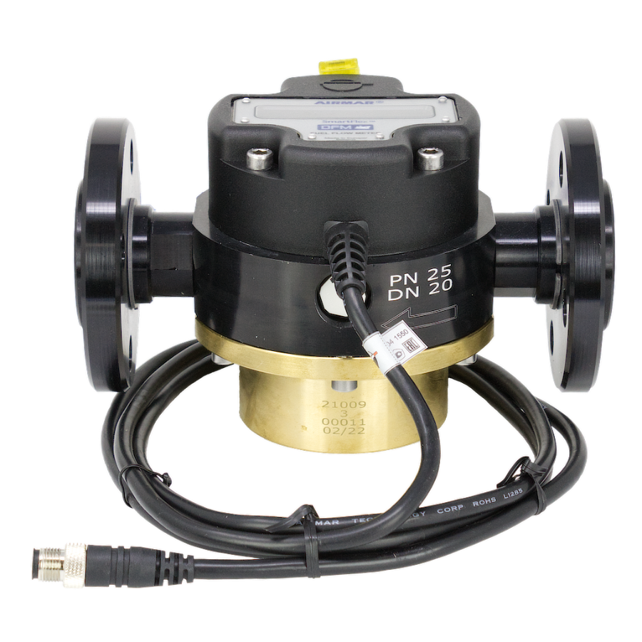 Airmar SmartFlex Diesel Flow Meter, 40-2000 LPH, Single-Chamber, Alloy Housing with LCD, Flange Mount — DFM-2000F-SA-L