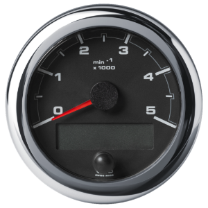 OceanLink® Tachometer 5000 RPM, Black, Chrome Bezel, 85mm